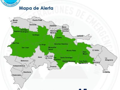 COE mantiene 14 provincias y el DN en alerta verde por lluvias