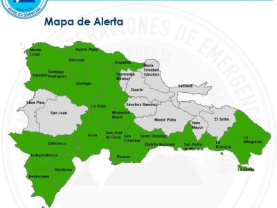 COE amplía alerta verde a 22 provincias y el Distrito Nacional por vaguada