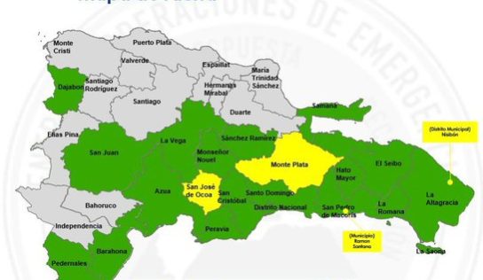 COE reduce a cuatro las demarcaciones en alerta amarilla y mantiene 16 en verde