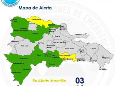 COE mantiene 16 provincias bajo alerta por lluvias; Gran Santo Domingo sigue en amarilla