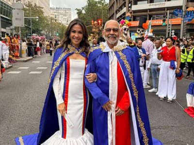 Mariasela Álvarez y Manuel Montilla coronados Reina y Rey Momo en Madrid